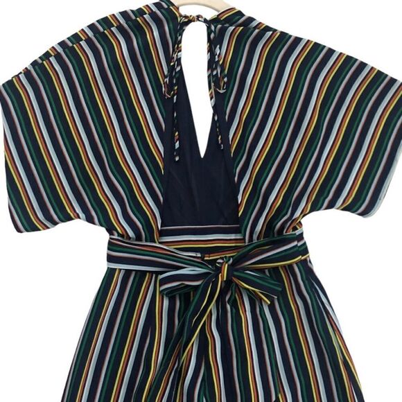 Aqua VNeck Stripe Wide Leg Cropped Jumpsuit Size XS - Picture 5 of 6